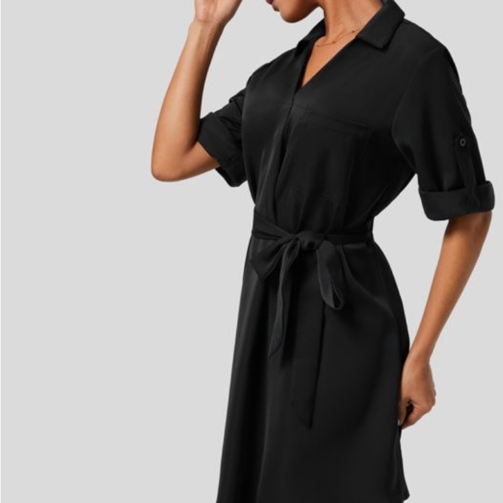 Halara Elegant Black Shirt Dress Sz L NWT - Picture 2 of 8